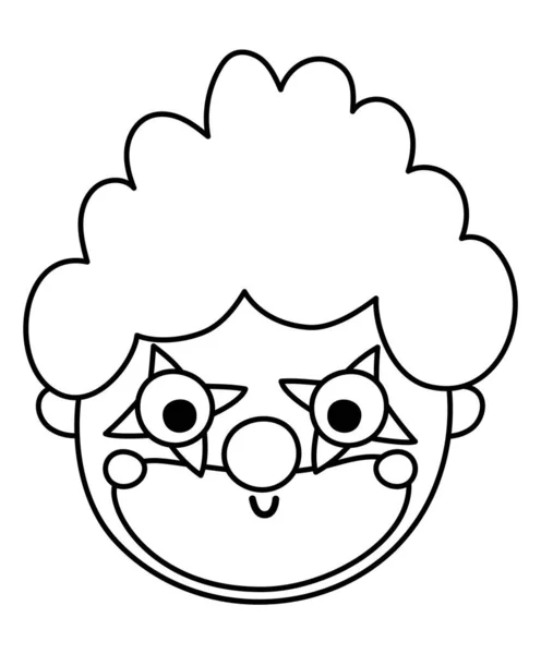 Vector Zwart Wit Clown Gezicht Circus Kunstenaar Avatar Schetsen Clipart — Stockvector