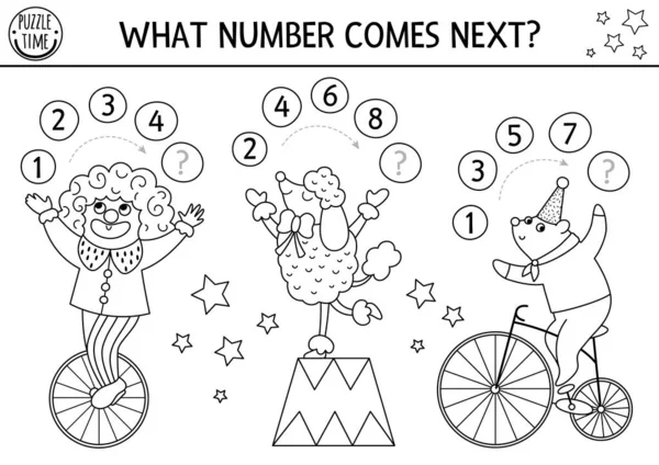 What Number Comes Next Black White Continue Row Game Numerals — Vetor de Stock