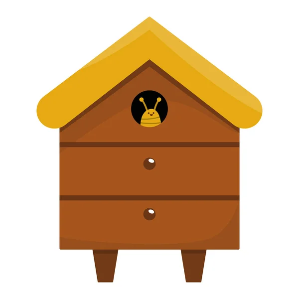 ベクトル蜂の巣アイコン 白い背景に隔離された笑顔の昆虫と蜂の家 コンセプトイラストを担当 ホームファームやショップのテーマを作った 蜂蜜生産要素 — ストックベクタ