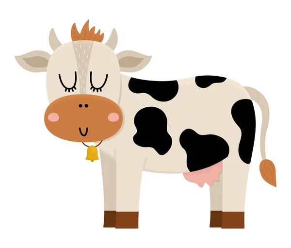 Значок Векторной Коровы Симпатичный Мультяшный Дневник Молочная Иллюстрация Детей Фермерское — стоковый вектор