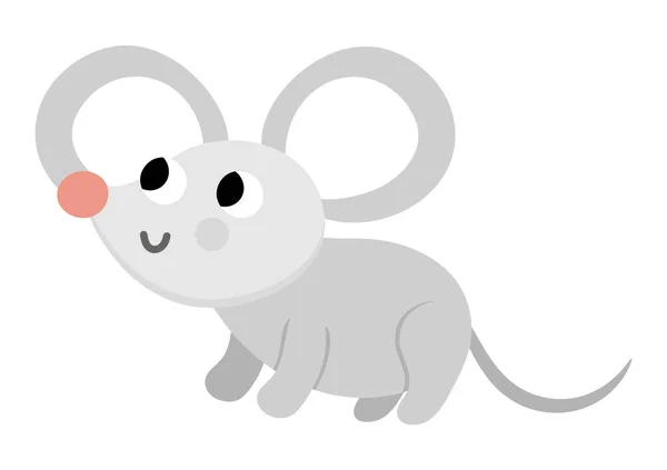 Ícone Mouse Vetorial Bonito Desenho Animado Mousy Ilustração Para Crianças — Vetor de Stock