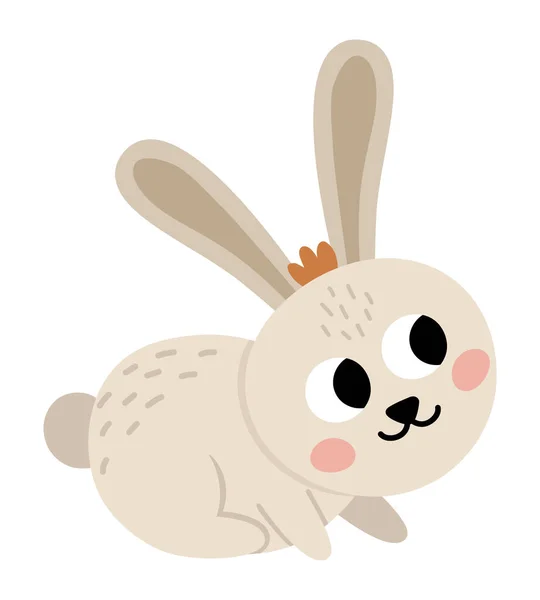 ベクトル赤ちゃんウサギのアイコン かわいい漫画は子供のためのイラストを共有します 白い背景に隔離された家畜 子供のためのカラフルなフラット小さなウサギの絵 — ストックベクタ