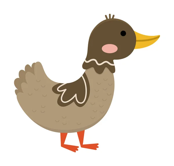 Vektor Enten Symbol Nette Cartoon Illustration Für Kinder Bauernvogel Isoliert — Stockvektor