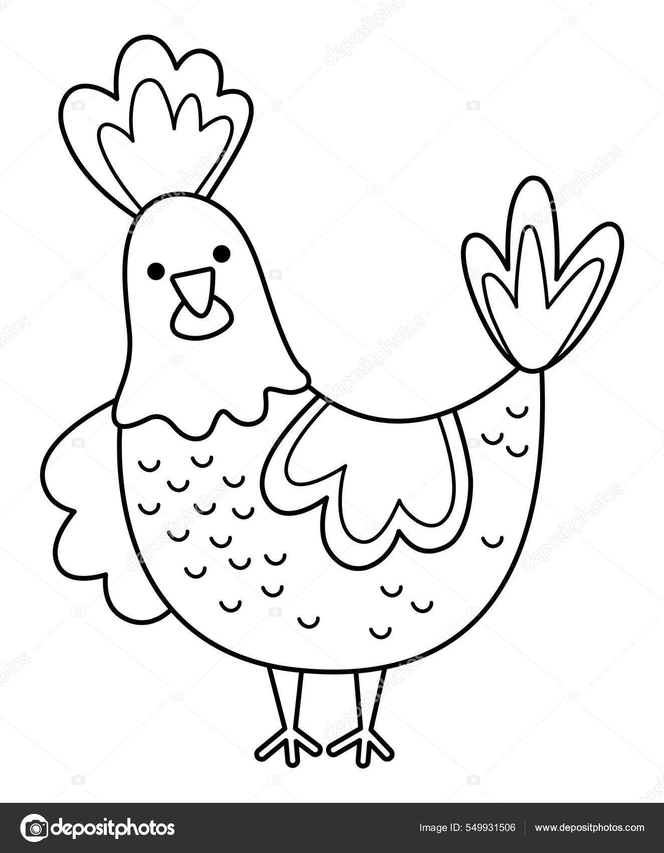 Vetor de um desenho de galinha em fundo branco animais ilustração