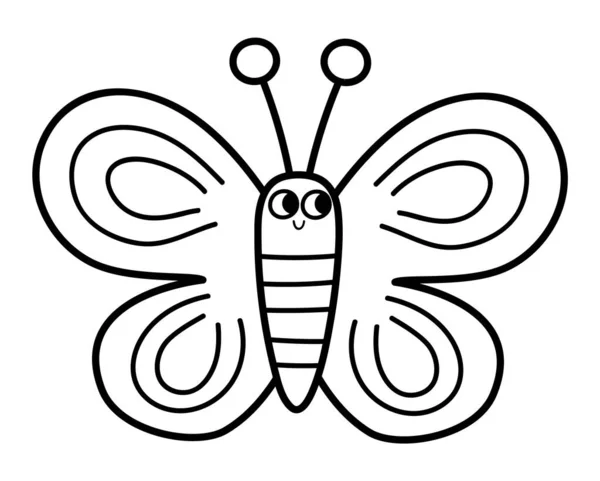 Διάνυσμα Μαύρο Και Άσπρο Εικονίδιο Πεταλούδα Αξιολάτρευτη Εικόνα Φάρμας Αστεία — Διανυσματικό Αρχείο