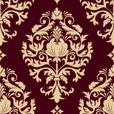 Vektör damaske desen elementi. Duvar kağıtları, arkaplanlar ve sayfa doldurma için zarif lüks dokusu.