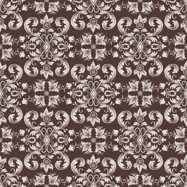 Vektör damaskesiz şablon arkaplanı. Duvar kağıtları, arkaplanlar ve sayfa doldurma için zarif lüks dokusu.
