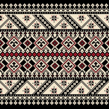 Ukrayna halk seamless modeli süs vektör Illustration. etnik süsleme