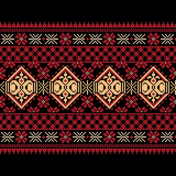 Vektor ilustrasi ukrainian ornamen pola mulus. Ornamen etnik - Stok Vektor