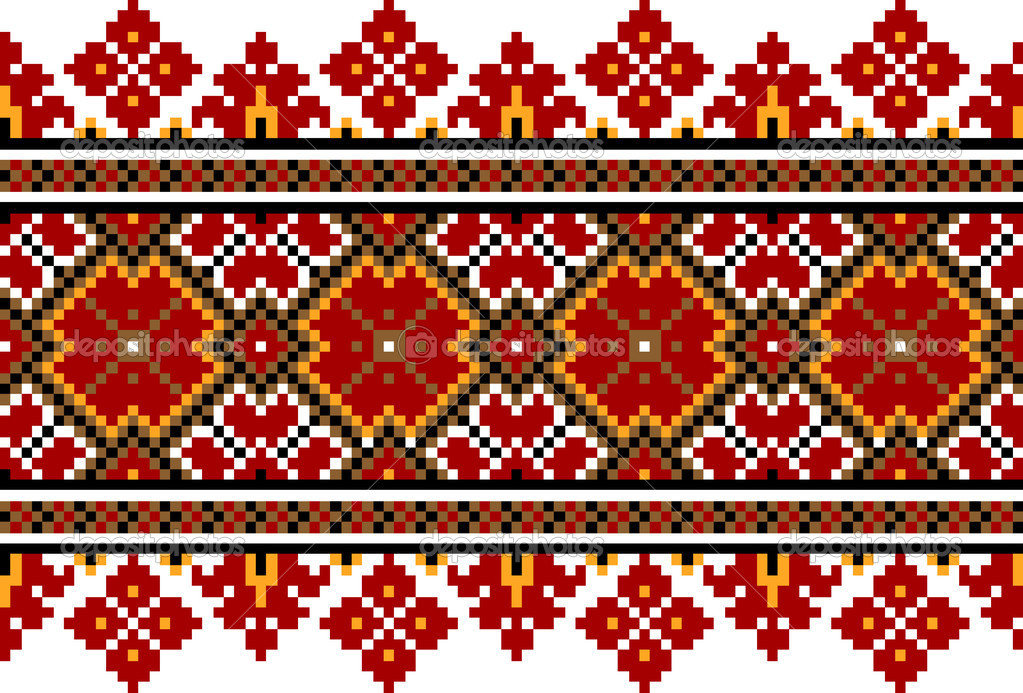 Vector illustration of ukrainian folk seamless pattern ornament. Ethnic ornament