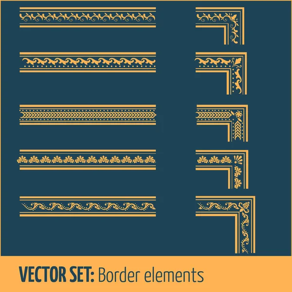 Vector set of border elements and page decoration elements — Stock Vector