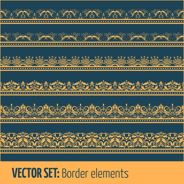 Vector set of border elements and page decoration elements — Stock Vector