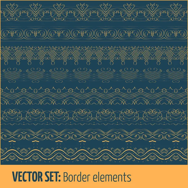 Vector conjunto de elementos de frontera y elementos de decoración de página — Archivo Imágenes Vectoriales