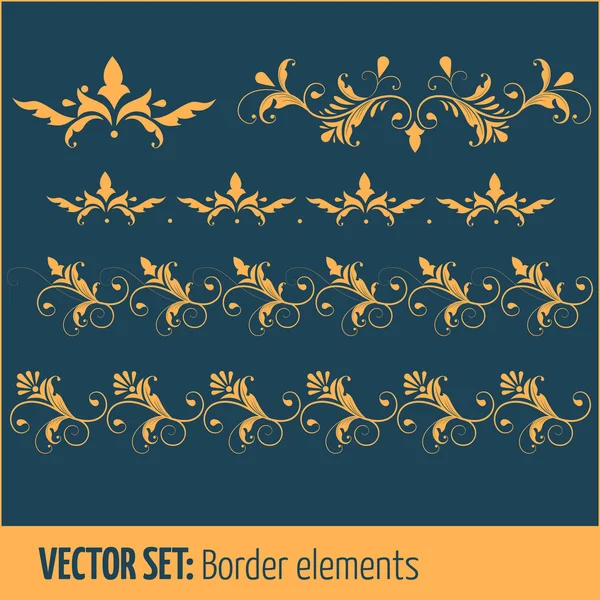 Vector conjunto de elementos de fronteira e decoração página — Vetor de Stock