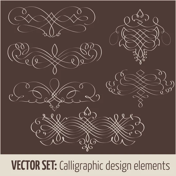 Vector set of calligraphic design elements and page decoration elements — Stock Vector