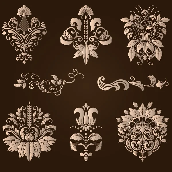 ダマスク織建築装飾の要素のベクトルを設定. — ストックベクタ