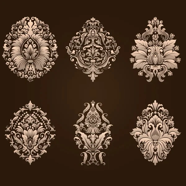 Vector conjunto de elementos ornamentais de Damasco. — Vetor de Stock