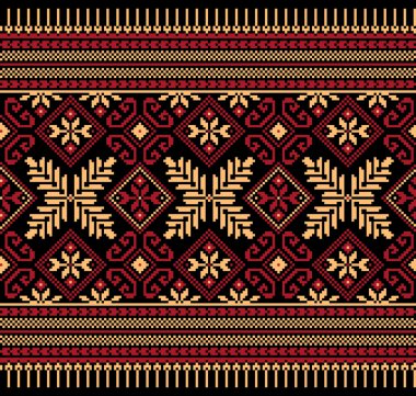 Ukrayna halk seamless modeli süs vektör Illustration. etnik süsleme