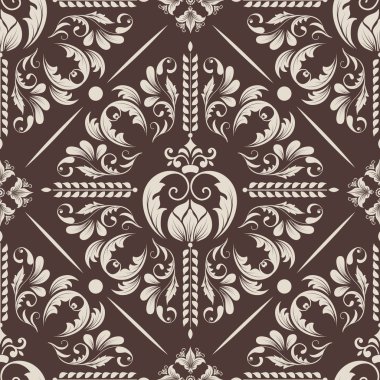 Vektör damaske desen elementi. Duvar kağıtları, arkaplanlar ve sayfa doldurma için zarif lüks dokusu.