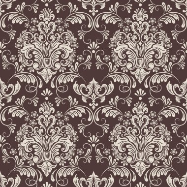 Vektör damaskesiz şablon arkaplanı. Duvar kağıtları, arkaplanlar ve sayfa doldurma için zarif lüks dokusu.