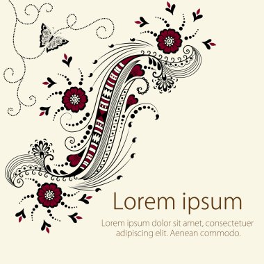 Hint mehndi tarzı soyut çiçek öğeleri vektör. soyut kına çiçek vektör çizim. tasarım öğesi.