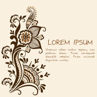 Hint mehndi tarzı soyut çiçek öğeleri vektör. soyut kına çiçek vektör çizim. tasarım öğesi.