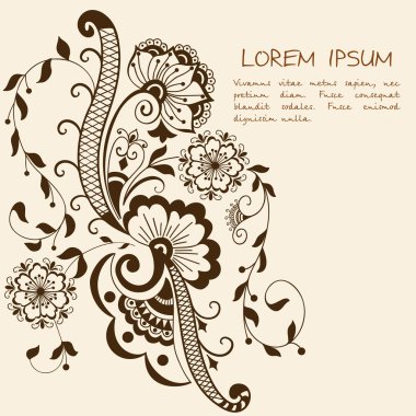 Hint mehndi tarzı soyut çiçek öğeleri vektör. soyut kına çiçek vektör çizim. tasarım öğesi.