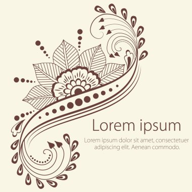 Hint mehndi tarzı soyut çiçek öğeleri vektör. soyut kına çiçek vektör çizim. tasarım öğesi.