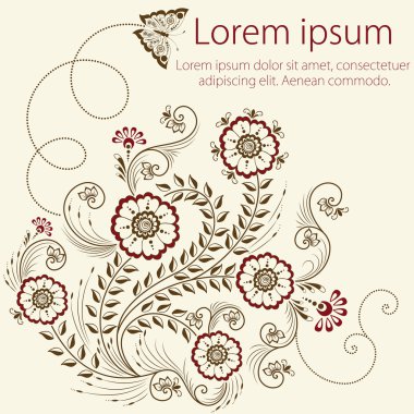 Hint mehndi tarzı soyut çiçek öğeleri vektör. soyut kına çiçek vektör çizim. tasarım öğesi.