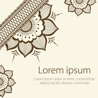 Hint mehndi tarzı soyut çiçek öğeleri vektör. soyut kına çiçek vektör çizim. tasarım öğesi.