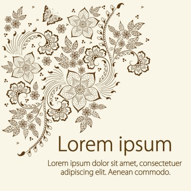 Hint mehndi tarzı soyut çiçek öğeleri vektör. soyut kına çiçek vektör çizim. tasarım öğesi.