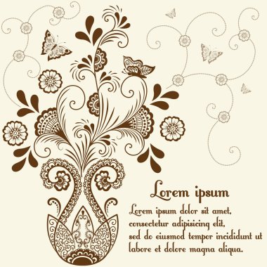 Hint mehndi tarzı soyut çiçek öğeleri vektör. soyut kına çiçek vektör çizim. tasarım öğesi.