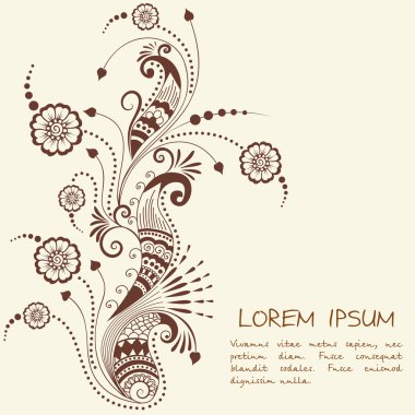 Hint mehndi tarzı soyut çiçek öğeleri vektör. soyut kına çiçek vektör çizim. tasarım öğesi.