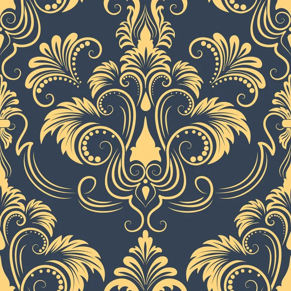 Vektor damask elemen pola mulus. Tekstur mewah yang elegan bagi wallpaper, latar belakang, dan isi halaman. - Stok Vektor