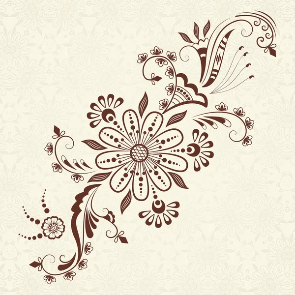 Vetor elementos florais abstratos em estilo indiano mehndi. Abstract henna floral vector illustration. Elemento de projeto . — Vetor de Stock