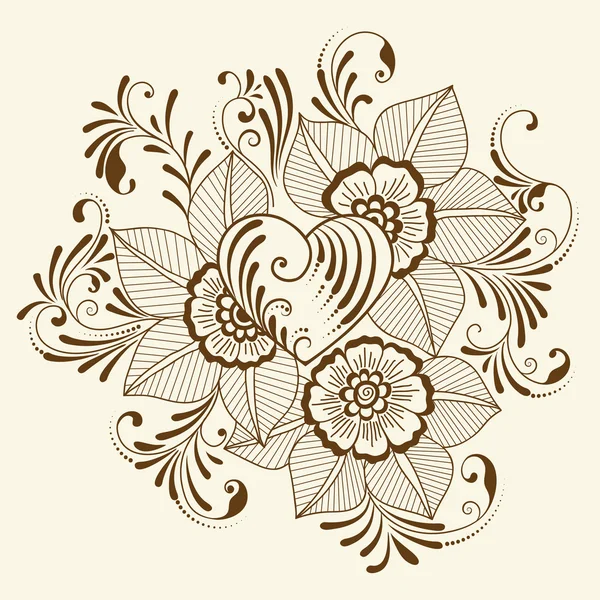 Elementi floreali astratti vettoriali in stile indiano mehndi. Illustrazione astratta del vettore floreale dell'hennè. Elemento di design . — Vettoriale Stock