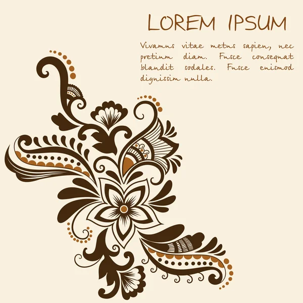 Vetor elementos florais abstratos em estilo indiano mehndi. Abstract henna floral vector illustration. Elemento de projeto . — Vetor de Stock