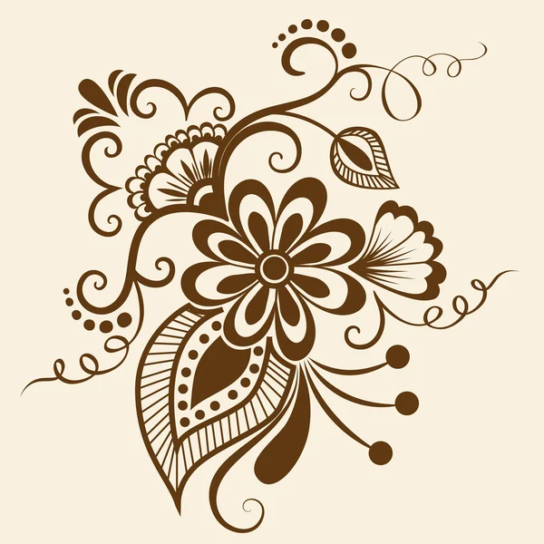 Elementi floreali astratti vettoriali in stile indiano mehndi. Illustrazione astratta del vettore floreale dell'hennè. Elemento di design . — Vettoriale Stock