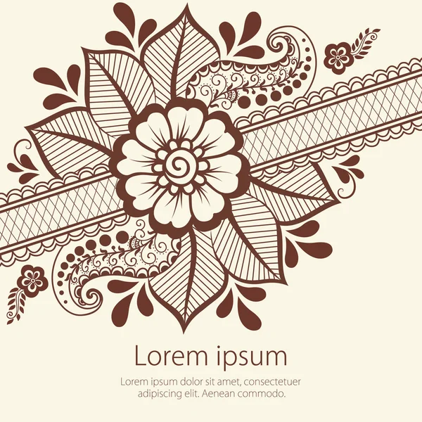 Vetor elementos florais abstratos em estilo indiano mehndi. Abstract henna floral vector illustration. Elemento de projeto . — Vetor de Stock