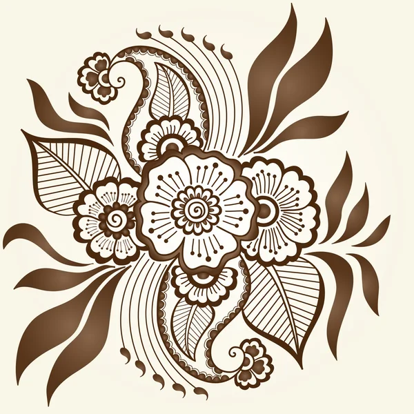 Elementos florales abstractos vectoriales en estilo indio mehndi. Ilustración abstracta del vector floral de henna. Elemento de diseño . — Vector de stock