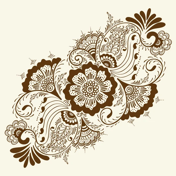 Elementi floreali astratti vettoriali in stile indiano mehndi. Illustrazione astratta del vettore floreale dell'hennè. Elemento di design . — Vettoriale Stock