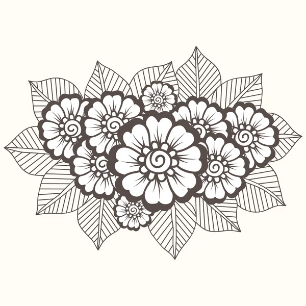 インドの mehndi スタイルの抽象花柄要素をベクトルです。抽象的なヘナ花のベクトル イラスト。デザイン要素. — ストックベクタ