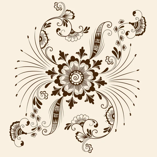 Vektor abstrakte florale Elemente im indischen Mehndi-Stil. abstrakte Henna florale Vektorillustration. Gestaltungselement. — Stockvektor