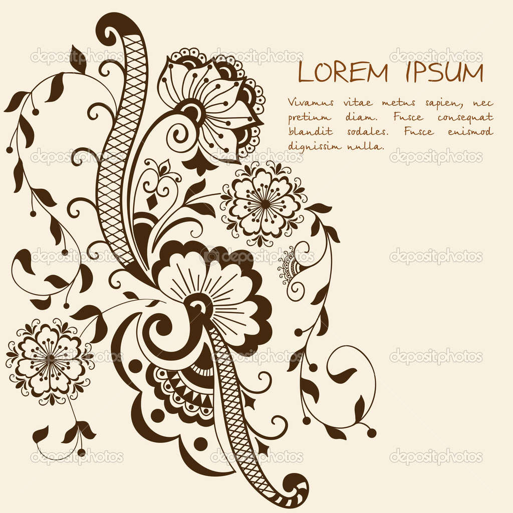 Vector abstract floral elements in indian mehndi style. Abstract henna floral vector illustration. Design element.