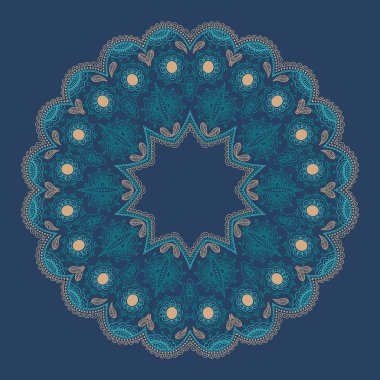 yuvarlak dantel süs vektör davetiyeli
