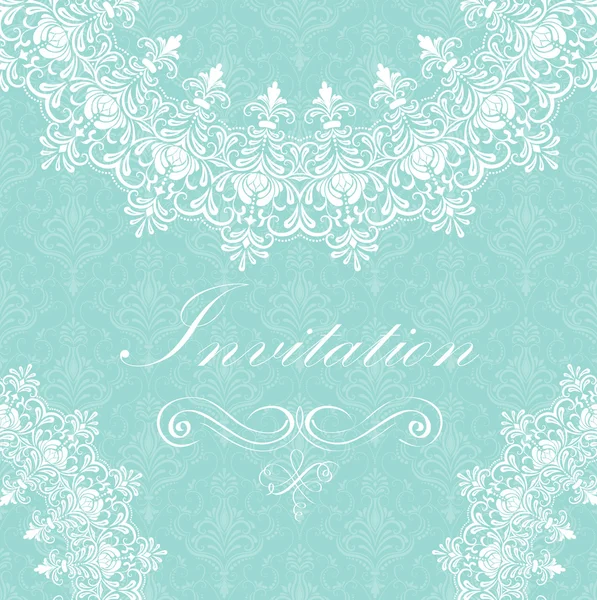 Vector invitation card with ornamental round lace — Stock Vector