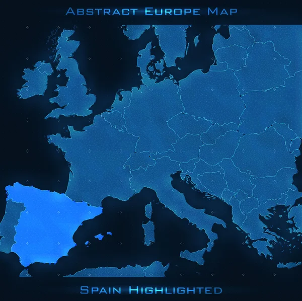 Абстрактная карта Европы. Испания подчеркнула. — стоковый вектор