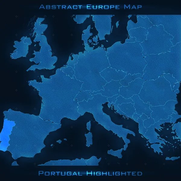 Абстрактная карта Европы. Португалия подчеркнула. — стоковый вектор