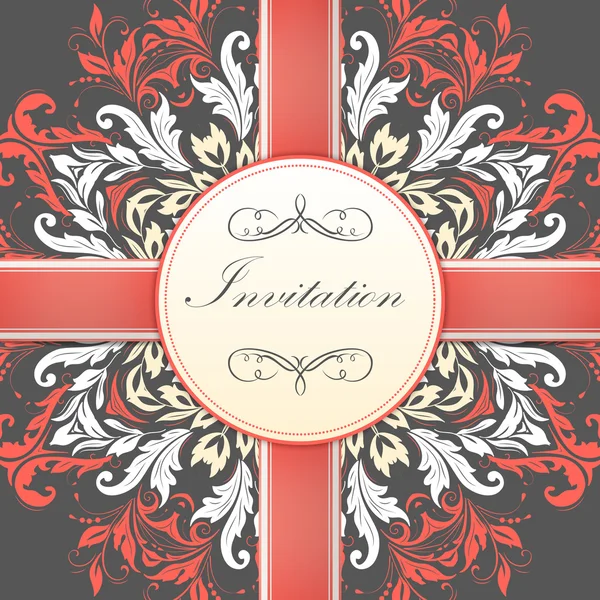 Carte d'invitation vectorielle avec dentelle ronde ornementale — Image vectorielle