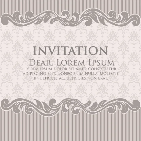 Invitation or wedding card with damask background — Stock Vector